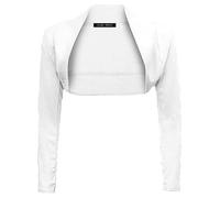 LUXE DIVA Womens Plain Long Sleeve Bolero Shrug Crop Top Ladies Cropped Cardigan Tops UK 8-26 White