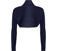LUXE DIVA Womens Plain Long Sleeve Bolero Shrug Crop Top - Ladies Cropped Cardigan Knitted Shrug Top for Casual, Party or Evening, Wear UK Sizes 8-26 Navy