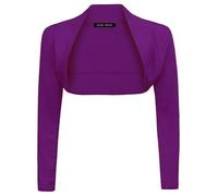 LUXE DIVA Womens Plain Long Sleeve Bolero Shrug Crop Top - Ladies Cropped Cardigan Knitted Shrug Top for Casual, Party or Evening, Wear UK Sizes 8-26 Purple