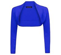 LUXE DIVA Womens Plain Long Sleeve Bolero Shrug Crop Top Ladies Cropped Cardigan Tops UK 8-26 Royal Blue