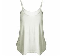 LUXE DIVA Womens Plain Sleeveless Round Scoop Neckline Stretch Slim Straps Strappy Flared Swing Camisole T-Shirt Vest Top UK Size 8-26 Cream
