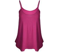 LUXE DIVA Womens Plain Sleeveless Round Scoop Neckline Stretch Slim Straps Strappy Flared Swing Camisole T-Shirt Vest Top UK Size 8-26 Cerise