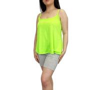 LUXE DIVA Womens Plain Sleeveless Round Scoop Neckline Stretch Slim Straps Strappy Flared Swing Camisole T-Shirt Vest Top UK Size 8-26 Neon Green