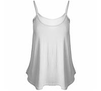 LUXE DIVA Womens Plain Sleeveless Round Scoop Neckline Stretch Slim Straps Strappy Flared Swing Camisole T-Shirt Vest Top UK Size 8-26 White