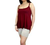LUXE DIVA Womens Plain Sleeveless Round Scoop Neckline Stretch Slim Straps Strappy Flared Swing Camisole T-Shirt Vest Top UK Size 8-26 Wine