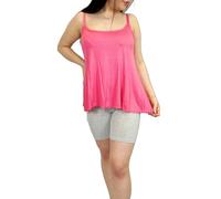 LUXE DIVA Womens Plain Sleeveless Round Scoop Neckline Stretch Slim Straps Strappy Flared Swing Camisole T-Shirt Vest Top UK Size 8-26 Coral