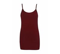 LUXE DIVA Womens Plain Sleeveless Round Scoop Neckline Stretch Slim Straps Strappy Straight Fitted Camisole T-Shirt Vest Body fit Summer UK Size 8-26 Wine