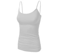 LUXE DIVA Womens Plain Sleeveless Round Scoop Neckline Stretch Slim Straps Strappy Straight Fitted Camisole T-Shirt Vest Body fit Summer UK Size 8-26 White