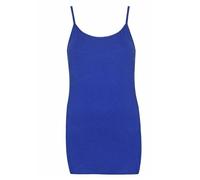 LUXE DIVA Womens Plain Sleeveless Round Scoop Neckline Stretch Slim Straps Strappy Straight Fitted Camisole T-Shirt Vest Body fit Summer UK Size 8-26 Royal Blue