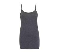 LUXE DIVA Womens Plain Sleeveless Round Scoop Neckline Stretch Slim Straps Strappy Straight Fitted Camisole T-Shirt Vest Body fit Summer UK Size 8-26 Charcoal