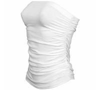 LUXE DIVA Womens Plain Strapless Sleeveless Ruched Boob Tube Vest Top Ladies Bandeau Top - Sizes 8-26 Cream