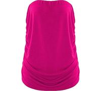 LUXE DIVA Womens Plain Strapless Sleeveless Ruched Boob Tube Vest Top Ladies Bandeau Top - Sizes 8-26 Fuchsia