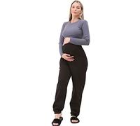 LUXE DIVA Women's Pregnancy Fleece Jogger Full Ankle Length Over The Bump Maternity Leggings Loose Casual Joggers Pregnant Pants for Belly Support UK Black