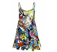 LUXE DIVA Women's Strappy Mini Dress - Sleeveless Flared Swing Vest Top | Printed/Plain Girls Cami Dress | Plus Size 8-26 | Summer Beach & Party Wear