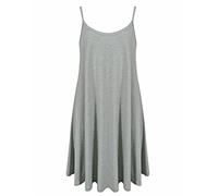 LUXE DIVA Women's Strappy Mini Dress - Sleeveless Flared Swing Vest Top | Printed/Plain Girls Cami Dress | Plus Size 8-26 | Summer Beach & Party Wear Silver Grey