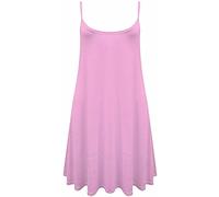 LUXE DIVA Women's Strappy Mini Dress - Sleeveless Flared Swing Vest Top | Printed/Plain Girls Cami Dress | Plus Size 8-26 | Summer Beach & Party Wear Baby Pink