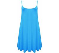 LUXE DIVA Women's Strappy Mini Dress - Sleeveless Flared Swing Vest Top | Printed/Plain Girls Cami Dress | Plus Size 8-26 | Summer Beach & Party Wear Turquoise