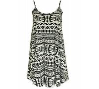LUXE DIVA Women's Strappy Mini Dress - Sleeveless Flared Swing Vest Top | Printed/Plain Girls Cami Dress | Plus Size 8-26 | Summer Beach & Party Wear Aztec