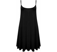 LUXE DIVA Women's Strappy Mini Dress - Sleeveless Flared Swing Vest Top | Printed/Plain Girls Cami Dress | Plus Size 8-26 | Summer Beach & Party Wear Black