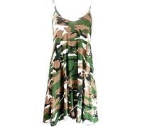 LUXE DIVA Women's Strappy Mini Dress - Sleeveless Flared Swing Vest Top | Printed/Plain Girls Cami Dress | Plus Size 8-26 | Summer Beach & Party Wear Camouflage