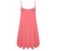 LUXE DIVA Women's Strappy Mini Dress - Sleeveless Flared Swing Vest Top | Printed/Plain Girls Cami Dress | Plus Size 8-26 | Summer Beach & Party Wear Coral