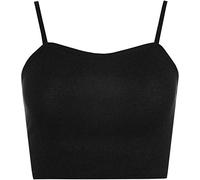 LUXE DIVA Womens Strappy Sleeveless Ladies Bralet Crop Stretch Vest Top - 8-14 Black