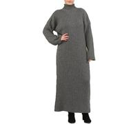 LUXE DIVA Women's Stylish Ribbed Turtle Neck Knitted Maxi Dress - Long Dress Ribbed Winter Warm Funnel Neck Long Jumper, Pullover Dress Size 8-14 (UK, Numeric, 12, 14, Regular, Regular, Mid Grey)