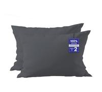 Luxe Dreams 100% Cotton Pillow Cases 2 Pack, Soft & Breathable Pillow covers with Envelope Closure, Wrinkle & Fade Resistant Dark Grey Pillowcases Standard Size (50x70 CM)