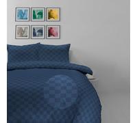 Luxe Dreams Cotton Satin Double Duvet Cover Set with 2 Pillowcases, Luxury Soft Bedding Duvet Covers Blue Check, Premium Cotton Quilt Cover with Zipper Closure 200x200 cm