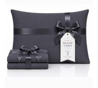 Luxe Dreams Dark Grey Pillowcases 2 Pack - Super Soft Brushed Microfiber Dark Grey Pillowcases with 15cm Envelope Flap Closure Wrinkle & Fade Resistant - (50 x 70cm)