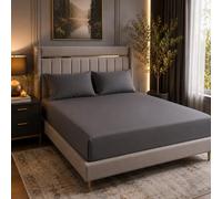 Luxe Dreams Dark Grey Super King Fitted Sheet 180 x 200cm with 12 inch (30 cm) Deep Pocket - Soft Brushed Microfiber Wrinkle & Fade Resistant - OEKO-TEX Certified