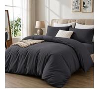Luxe Dreams Double Duvet Cover Set - Soft Brushed Microfiber Bedding for Double Bed -Hypoallergenic Quilt Cover 200×220 cm with Matching 2 Pillowcase 50×70 cm - Dark Grey