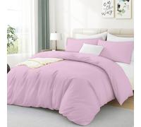 Luxe Dreams Double Duvet Cover Set - Soft Brushed Microfiber Bedding for Double Bed -Hypoallergenic Quilt Cover 200×220 cm with Matching 2 Pillowcase 50×70 cm - Baby Pink