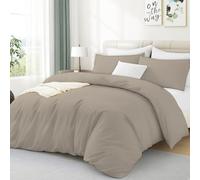 Luxe Dreams Double Duvet Cover Set - Soft Brushed Microfiber Bedding for Double Bed -Hypoallergenic Quilt Cover 200×220 cm with Matching 2 Pillowcase 50×70 cm - Sand