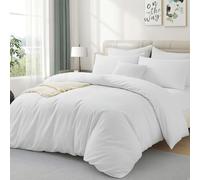 Luxe Dreams Double Duvet Cover Set - Soft Brushed Microfiber Bedding for Double Bed -Hypoallergenic Quilt Cover 200×220 cm with Matching 2 Pillowcase 50×70 cm - White