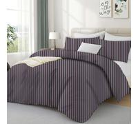 Luxe Dreams Flint Stripes Single Duvet Cover Set, Quilt Cover with 1 Pillowcase, 135 x 200cm Soft & Silky bedlinen Set with Zip Closure