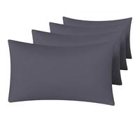 Luxe Dreams Pillow Cases 4 Pack - Super Soft Brushed Microfiber Dark Grey Pillowcases with 15cm Envelope Flap Closure Wrinkle & Fade Resistant - (50 x 70cm)