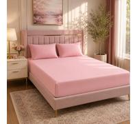 Luxe Dreams Pink Fitted Sheets King Size 150 x 200cm with 12 inch (30 cm) Deep Pocket - Soft Brushed Microfiber Wrinkle & Fade Resistant - OEKO-TEX Certified