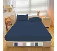 Luxe Dreams Super King Fitted Sheet Deep Pocket 12 inches (30cm) Navy Blue 100% Cotton, Luxury Ultra Soft Bed Fitted Sheets Wrinkle & Fade Free, Machine Washable, Durable & Long Lasting (180x200) cm