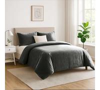 Luxe Dreams Velvet Duvet Cover Set King Size 225x220cm with 2 Pillowcases, Luxury Soft Microfiber Velvet Bedding, Premium Quality, Machine Washable, Breathable & Comfortable, Grey