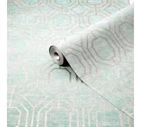 Luxe Geo Duck Egg Smooth Wallpaper Sample