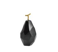 Luxe Golden Metal Pear Statue, Faceted Fruit Sculpture for Coffee Table | Golden stem, faceted metal pear, luxe fruit sculpture, sturdy base, for coffee table, shelf, console, home decor, gift