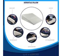 Luxe & Komfort® Memory Foam Bed Wedge Pillow, Relief For Acid Reflux (GERD) | Leg Pain | Heart Burn | Pain | Snoring [100% Memory Foam] (X-Large - 80 x 60 x 20 CM)