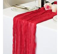 Luxe Louise 2 Packs Cheesecloth Table Runner 120 Inch Red Cheese Cloth Table Runner 10ft Chiffon Gauze Table Runners for Table Decor Birthday Party Baby Shower and Bridal Shower Decorations