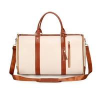 Luxe Mega Bag, Carry On Garment Bag, Large PU Leather Garment Duffle Bag, 2 in 1 Hanging Suitcase Dress Suit Travel Bags (White)