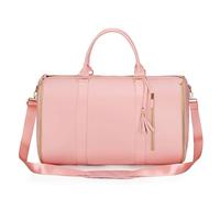 Luxe Mega Bag, Carry On Garment Bag, Large PU Leather Garment Duffle Bag, 2 in 1 Hanging Suitcase Dress Suit Travel Bags (Pink)