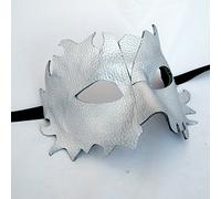 Luxe Mens Black Leather Masquerade Mask - also in Gold, Silver or Copper (Silver)
