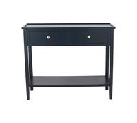 Luxe Pine Wood 2 Drawer Console Table black