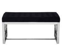 Luxe Powder Grey Tufted Bench, Soft Velvet Upholstery with Button Detailing, Gold Finish Stainless Steel Base Premier Housewares Silver One Size