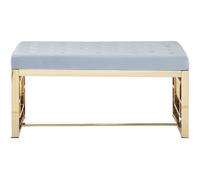Luxe Powder Grey Tufted Bench, Soft Velvet Upholstery with Button Detailing, Gold Finish Stainless Steel Base Premier Housewares Grey One Size